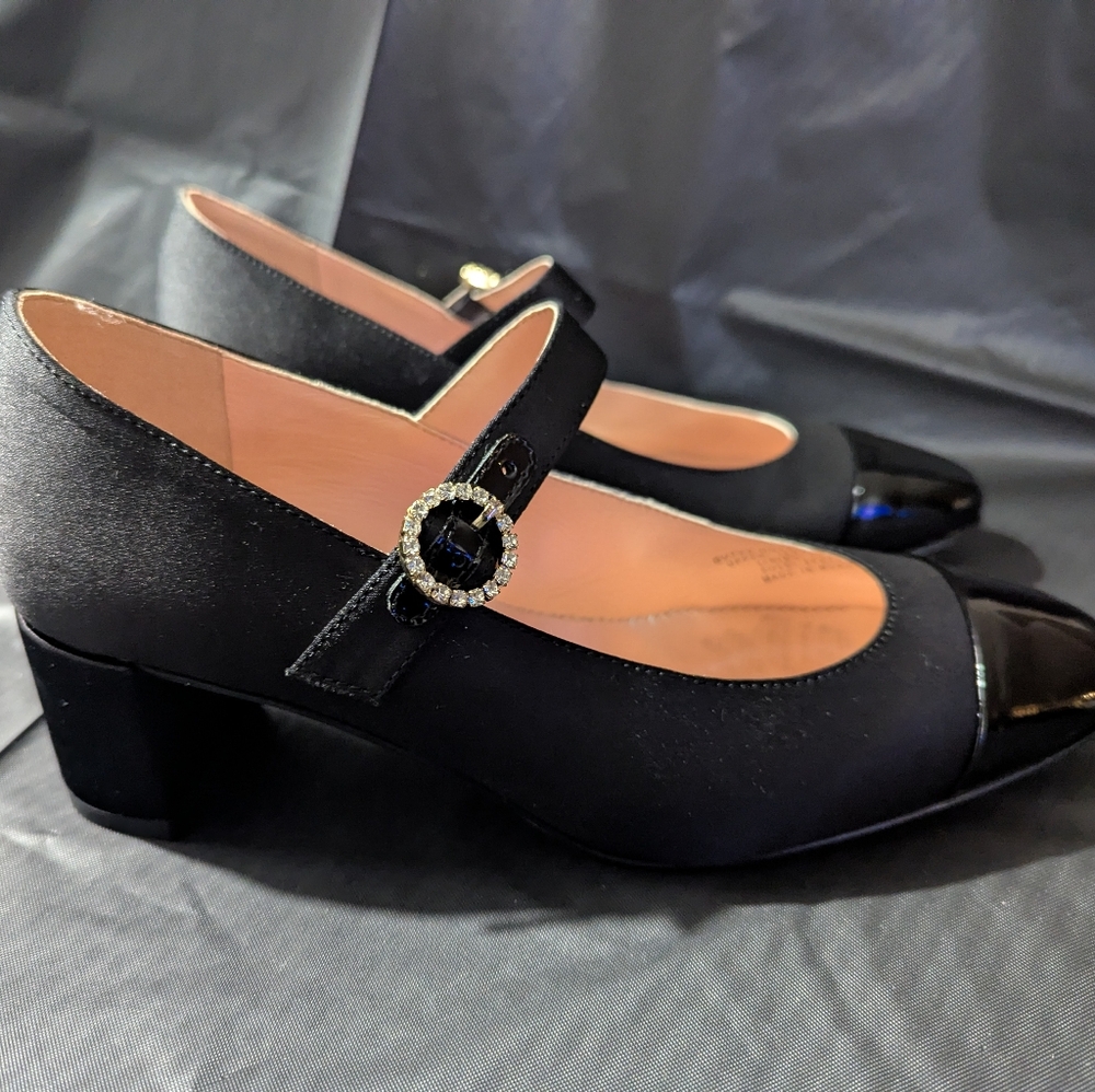 J. Crew Millie Mary Jane Heels in Satin and Leather Size 6 NWT - Picture 4 of 6